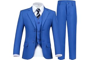 Fesenbo Boy's Suit Formal Slim Fit 5 Pieces Suit Set Blazer Vest Pants with Adjustable Waist Shirt with Tie