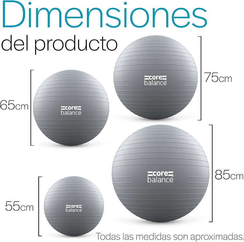 Pelota de Gimnasia Antirreventón, Gris, 55 cm
