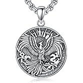 Lattd Phoenix Necklace 925 Sterling Silver Rising Phoenix Pendant Jewelry for Men Women
