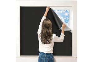 Blackout Curtains for Bedroom 𝟏𝟏𝟖"𝐱𝟓𝟖", 420D Blackout Blinds with 12 Hook and Loop & 18 Adhesive, Travel Bag, Tape Meas