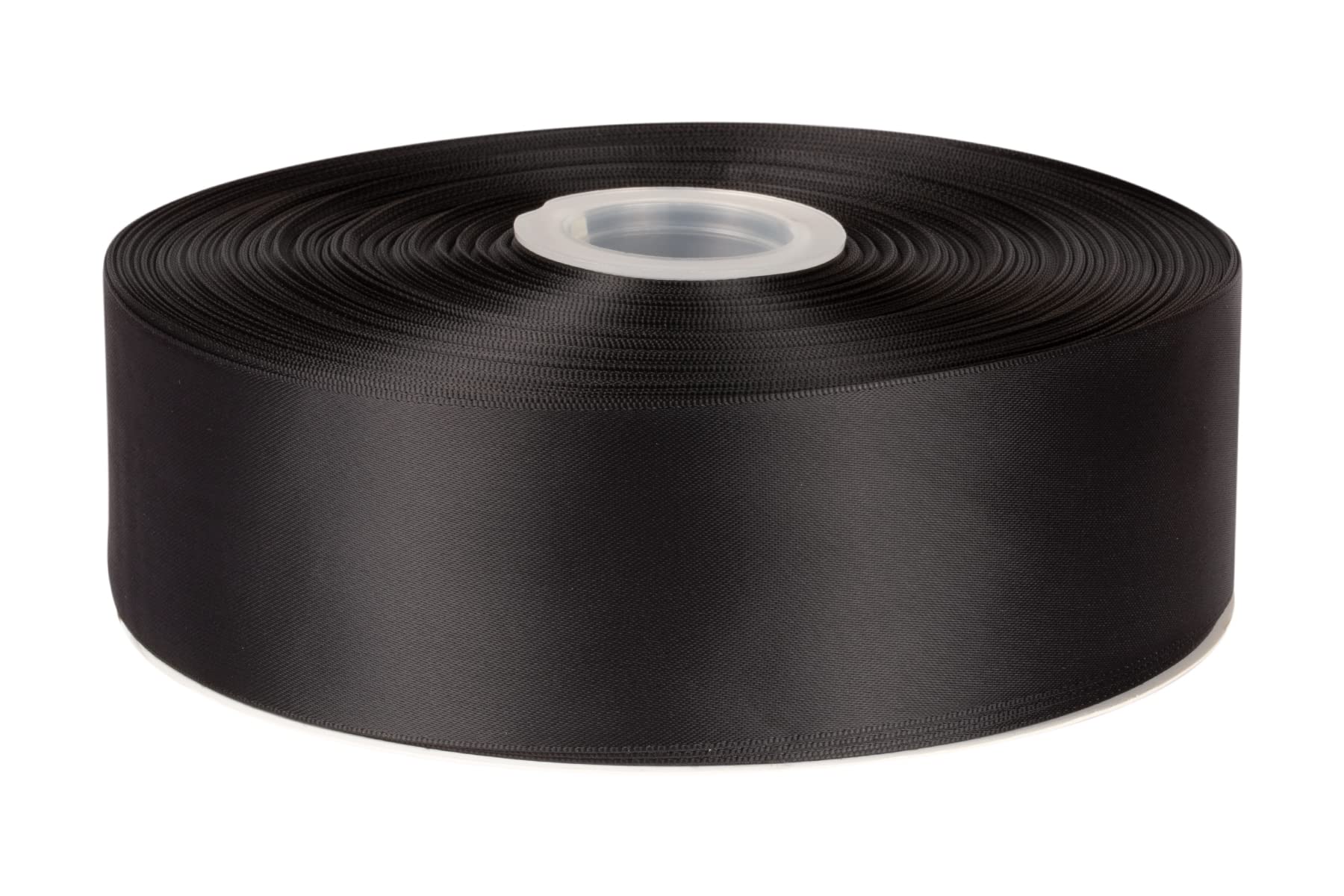 Fondersy 50mmX 91M Double Faced Satin Ribbon Black Polyester Ribbon for Gift Wrapping Wedding Decoration Floral Arrangement Crafts