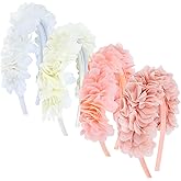 Dizila 4 Pieces Plastic Chiffon Flower Headbands Floral Hair Bands Hoops Accessories
