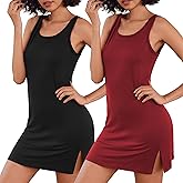Ekouaer Sexy Nightgowns for Women Tank Sleeveless Night Gown 2 Pack Sleep Dress Soft Nightdress Chemise Sleepwear S-XXXL