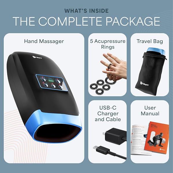 LIFEPRO LEGRA HAND MASSAGER WITH HEAT AND COMPRESSION – FINGER, WRIST, AND PALM MASSAGER WITH 5 MODES – PRESSURE POINT THERAPY FOR SENSITIVE HANDS, RELAXATION, AND COMFORT