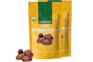 Harveast Organic Medjool Dates – California Grown Jumbo Dates, Naturally Sweet, Healthy Snacking, Caramel Flavor, Pesticide, Free No Sugar Added – Resealable Bag for Freshness, Baking (4 pounds)