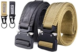MOZETO Tactical Belt, 2 PCS Hiking Work Nylon Web Belt with Heavy Duty Quick Release Buckle