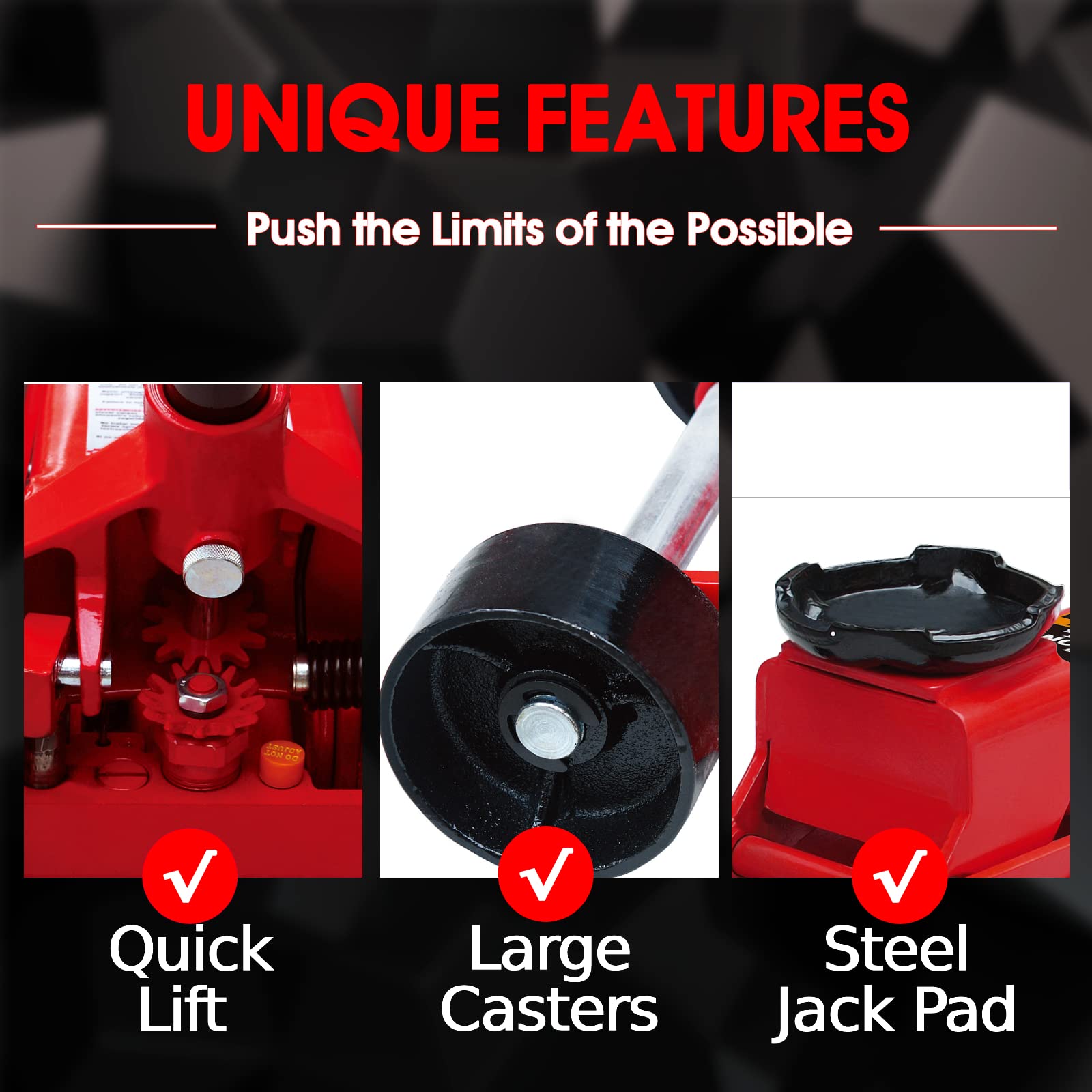BIG RED TAM83012 Torin Pro Series Hydraulic Floor Jack with Single Quick Lift Piston Pump and Foot Pedal, 3.5 Ton (7,000 lb) Capacity, Red