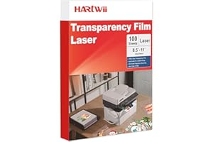 Hartwii Laser Transparency Film,100 Sheets Overhead Projector Film for Laser Jet Printer,Letter Size 8.5x11"Color Transparent Paper for OHP Copier Photo Transparent Film,Office and School Supplies