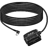 GELRHONR OBD Power Cable for Dash Camera with Switch Button 24 Hours Surveillance/Acc Mode 12-24V to 5V 23A, for Dashcam, GPS