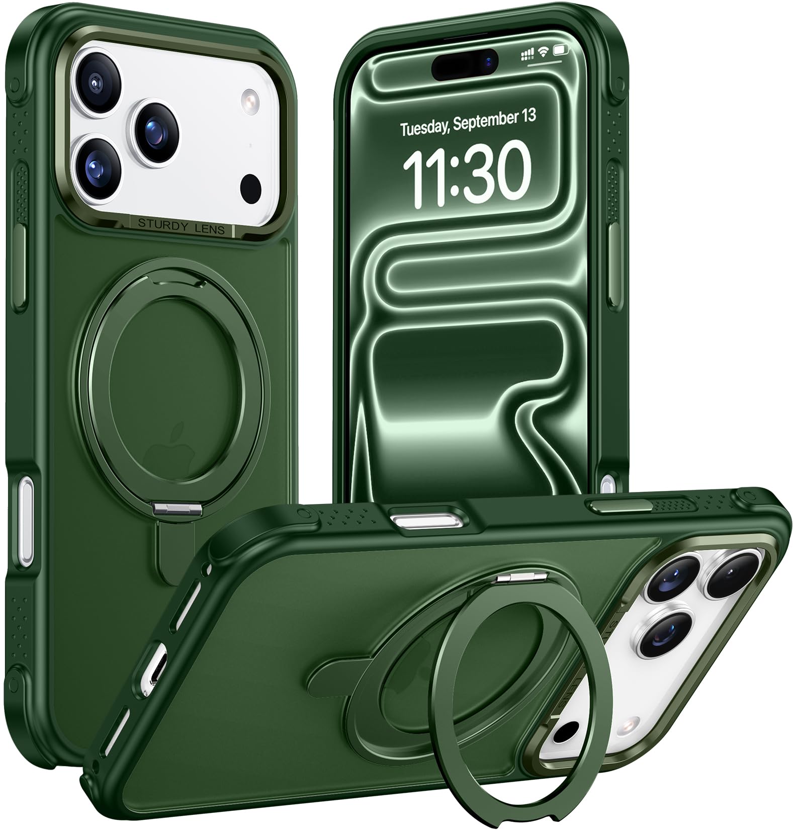 Temdan Designed for iPhone 17 Pro Max Case,[with 360°Rotatable Invisible Magnetic O-Ring Stand][Military Grade Shockproof][Compatible with MagSafe] Anti-Slip Translucent Matte Phone Case 6.9" 2025 Image