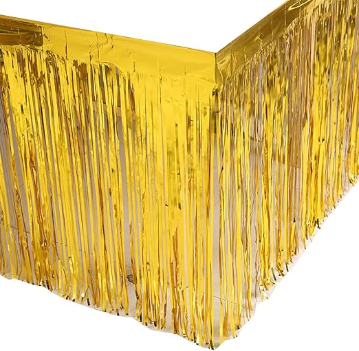 Amazon Com Leegleri 2 Pack Gold Metallic Foil Fringe Table Skirt
