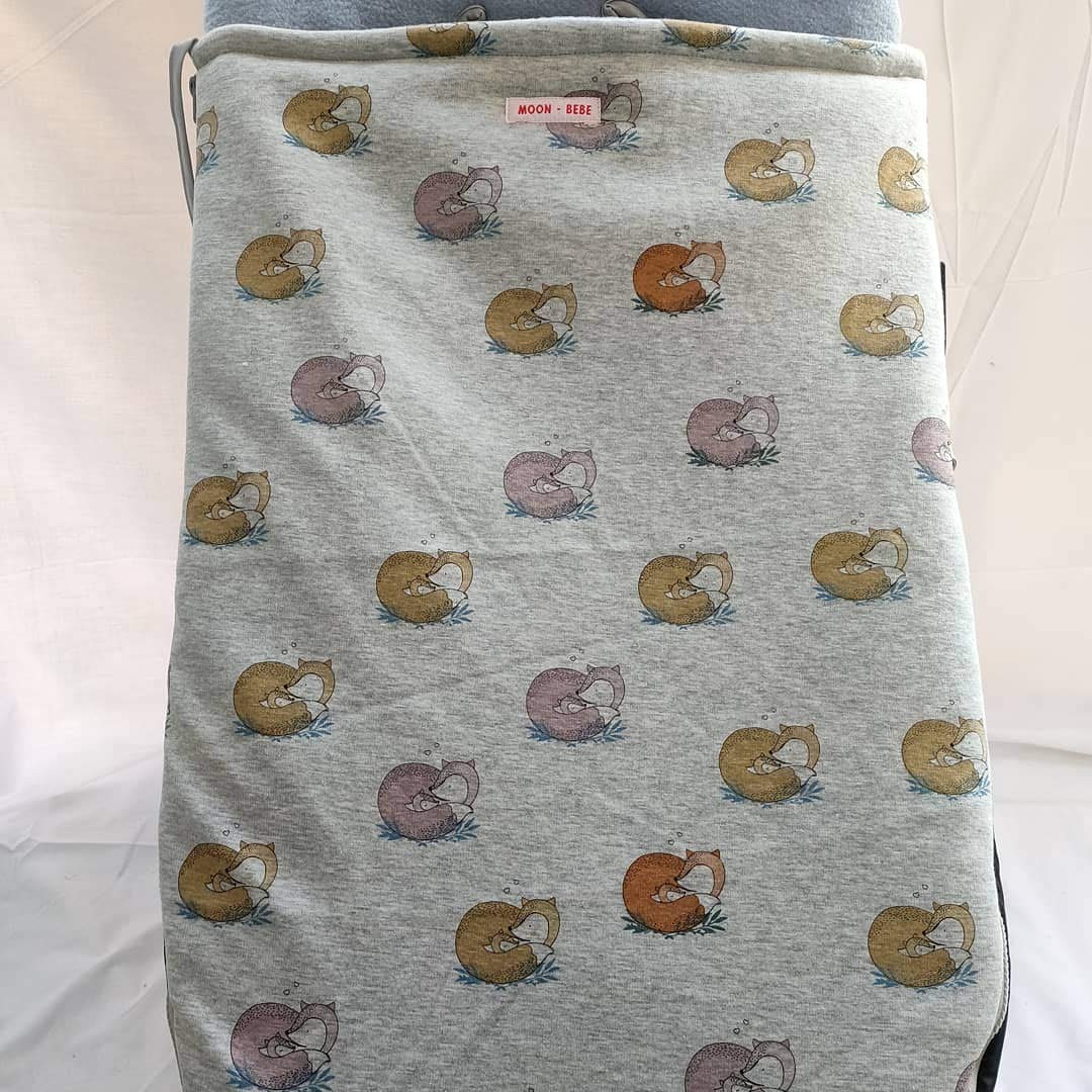 moon-bebe Universal cotton footmuff for pushchairs, grey, luggage case