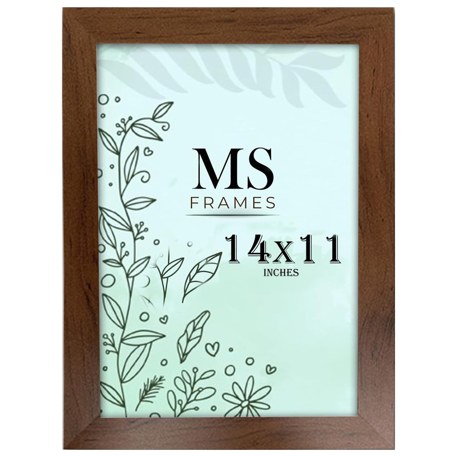 AI Decor 14x11 Inch Walnut Picture Frames (35.6x27.9 cm) Poster Frame - Clear Acrylic Display Picture Frame MDF Wooden Portrait/Panoramic - Flat Wall Mount Hang Hooks