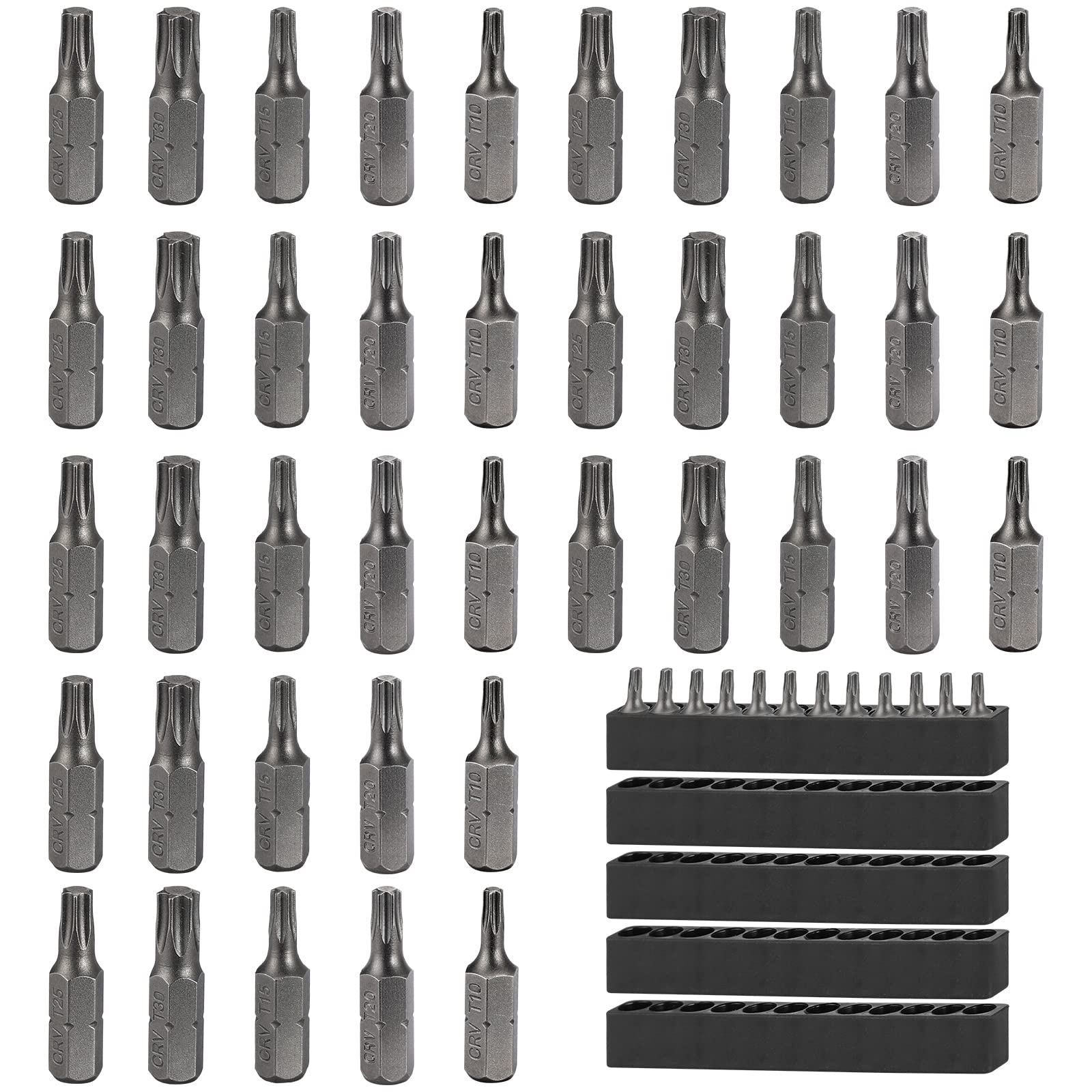 Torx Bit Set Replacement Bits Torx Tamper Resistant Bit Set with 5 Memory Strips for Standard Screwdriver Bits Pack of 50