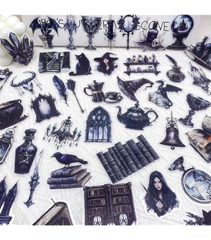 Autocollants Scrapbook Halloween, 50 Pièces Stickers Magie