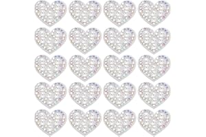 BEUNITONE 60 Pcs Heart Rhinestone Sew On Patches 0.7 in*0.83 in Colorful Crystal Pearl Patches Love Heart Rhinestone Beaded Applique for DIY Clothing Jeans Jacket Bags Backpack Hat Decor
