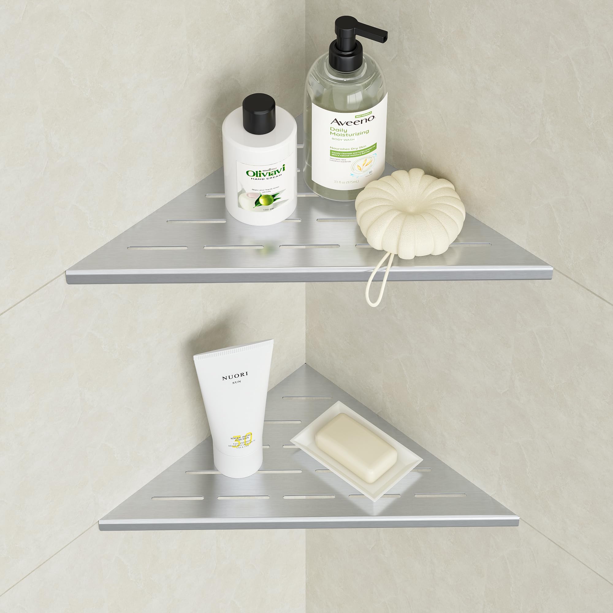 Neodrain Shower Shelf SUS304 Stainless Steel Shower Corner Sheves Tiles Recessed 2 Pack Shower Organiser Storage for Bathroom, Kitchen, 254 mm