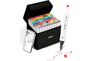 Brled 80 Colors Alcohol Markers with Free App, Chisel & Fine Tip Alcohol-Based Marker Set for Adults Kids, Dual Tip Artist Markers for Drawing, Coloring Illustration, Painting and Great Gift Idea