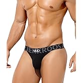 Arjen Kroos Mens Thong Wide Band Low Rise Pouch Bikini Underwear Cotton Thongs for Mens Lingerie Athletic Supporters