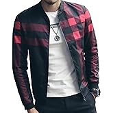 LOGEEYAR Men's Bomber Jacket Casual Lightweight Jacket Color Block Windbreaker Coat with Pocket