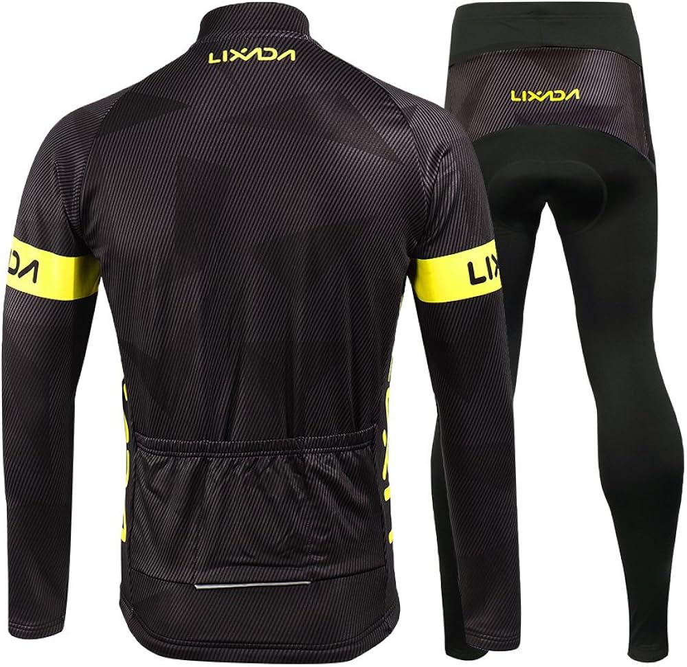 Lixada Men's Cycling Jersey Suit Winter Thermal Fleece Long Sleeve Mountain Bike Road Bicycle Shirt Padded Pants: Clothing