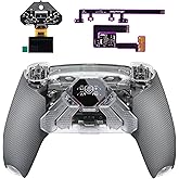 eXtremeRate Spark Back Paddles Kit for PS5 Controller BDM-030 040 050, OLED Display + Clicky Trigger Stops + Ergonomic Rubberized Grips Remappable 4 Back Buttons Set for PS5 Controller - Clear & Gray