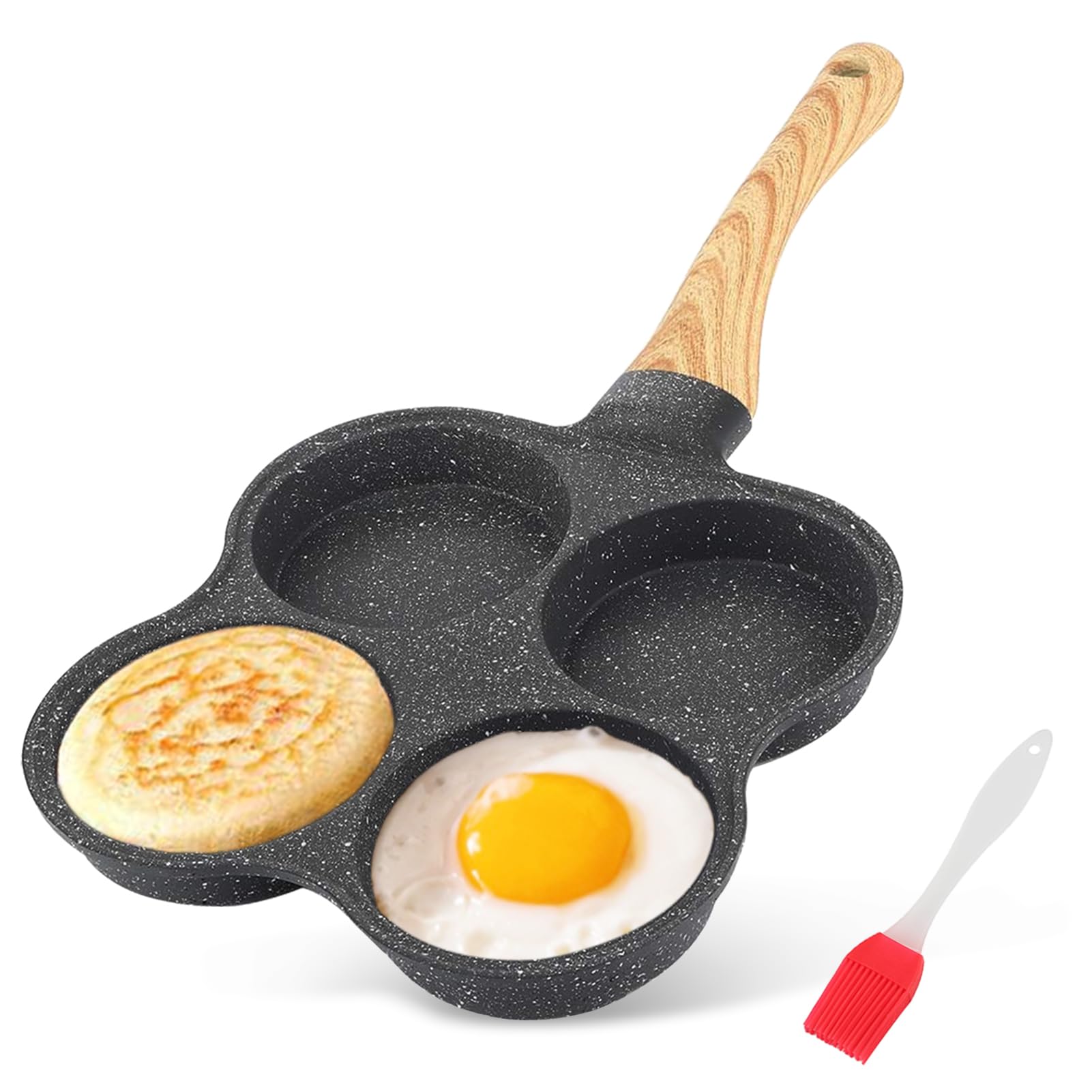 Agatige 4 Hole Pancake Pan, Aluminum Non Stick Egg Frying Pan Omelet Pan Breakfast Burger Maker for Induction Hob Gas Stove