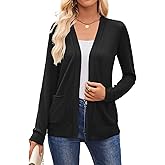 Halife Womens Lightweight Cardigans with Pockets Long Sleeve Casual Soft Open Front Knit Cardigan Sweaters