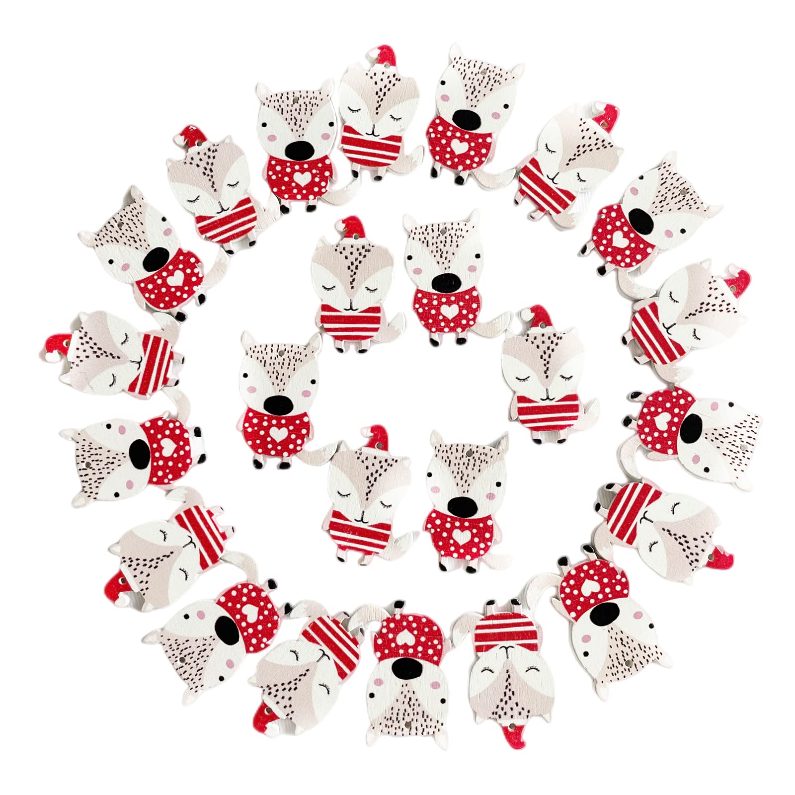 Norinoya 24PCS Squirrel Buttons for Knitting Crafting Christmas Tree Decoration,Handmade Project Children's Manual Button Painting,Arts Crafts Sewing Haberdashery DIY Buttons(40 * 30 * 3mm)