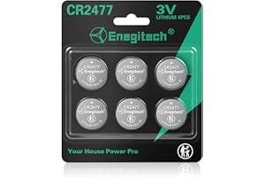 Enegitech CR2477 Lithium Button Battery Coin 2477 3V Button Cell​​ for Wall Clocks, Hygrometers, Electronic Scales, Smart Meters, Compatible with Ecobee Smart Sensor Coin Cell (6 Pack)