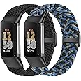 VNDAPT Elastic Braided Bands Compatible with Fitbit Charge 5/Fitbit Charge 6 for Women Men, Breathable Adjustable Stretchy Nylon Loop Sport Replacement Wristbands for Fitbit Charge 6 Charge 5 Straps