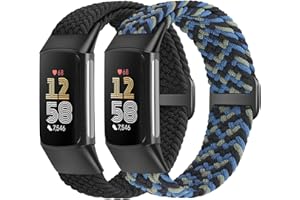 VNDAPT Elastic Braided Bands Compatible with Fitbit Charge 5/Fitbit Charge 6 for Women Men, Breathable Adjustable Stretchy Nylon Loop Sport Replacement Wristbands for Fitbit Charge 6 Charge 5 Straps