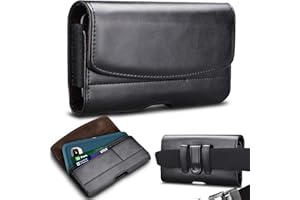 Takfox Phone Holster for Samsung Galaxy S25 Ultra S24 Plus S23 S22 S25 FE Note 20+A17 A16 A15 A14 A54 A35 A26 A36 A56 5G iPhone 16 Pro Max 17 Leather Belt Clip Holster Holder Carrying Pouch Case,Black