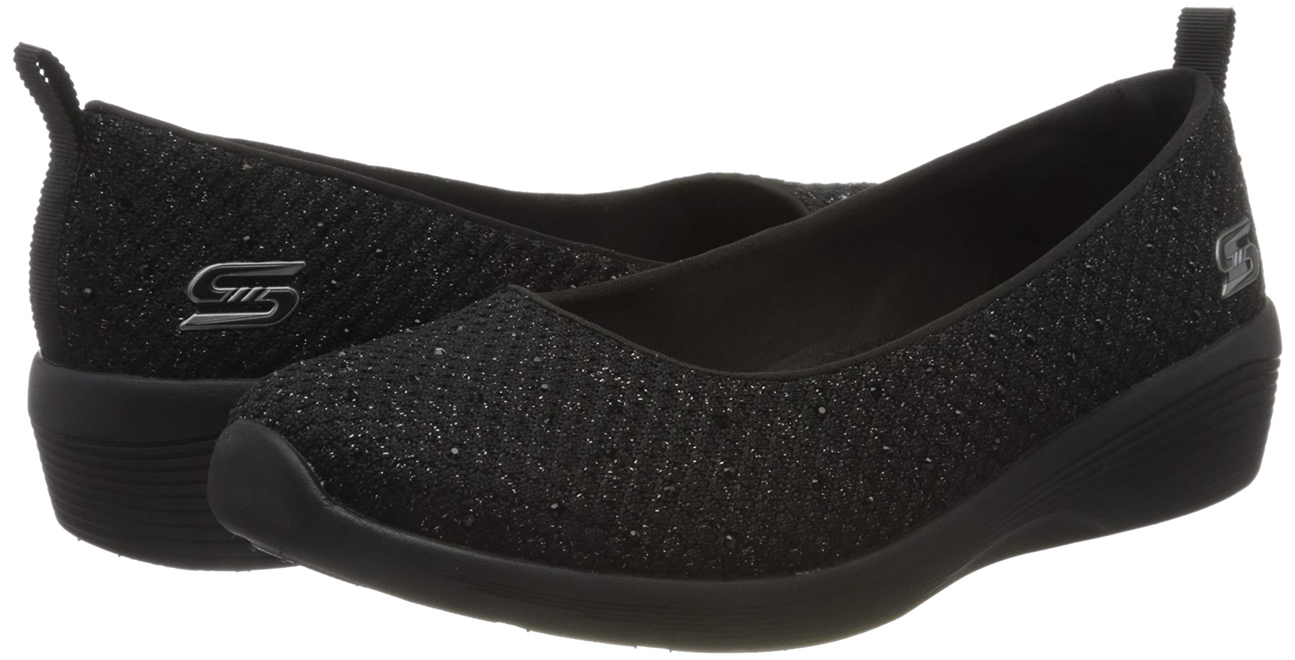 Skechers Damen Arya Sweet Glitz Slip On Sneaker, Black Metallic Knit Black Gunmetal Trim, 39 EU
