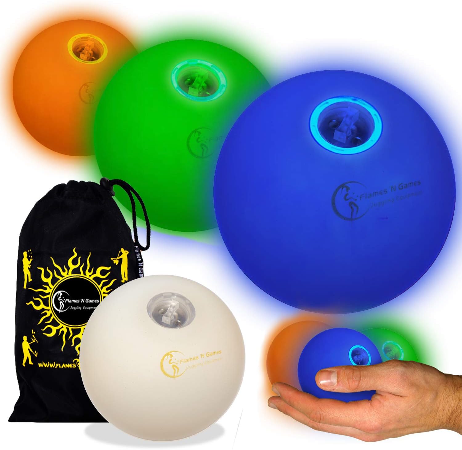 Flames 'N Games Pro LED Glow Juggling Balls - Image 3
