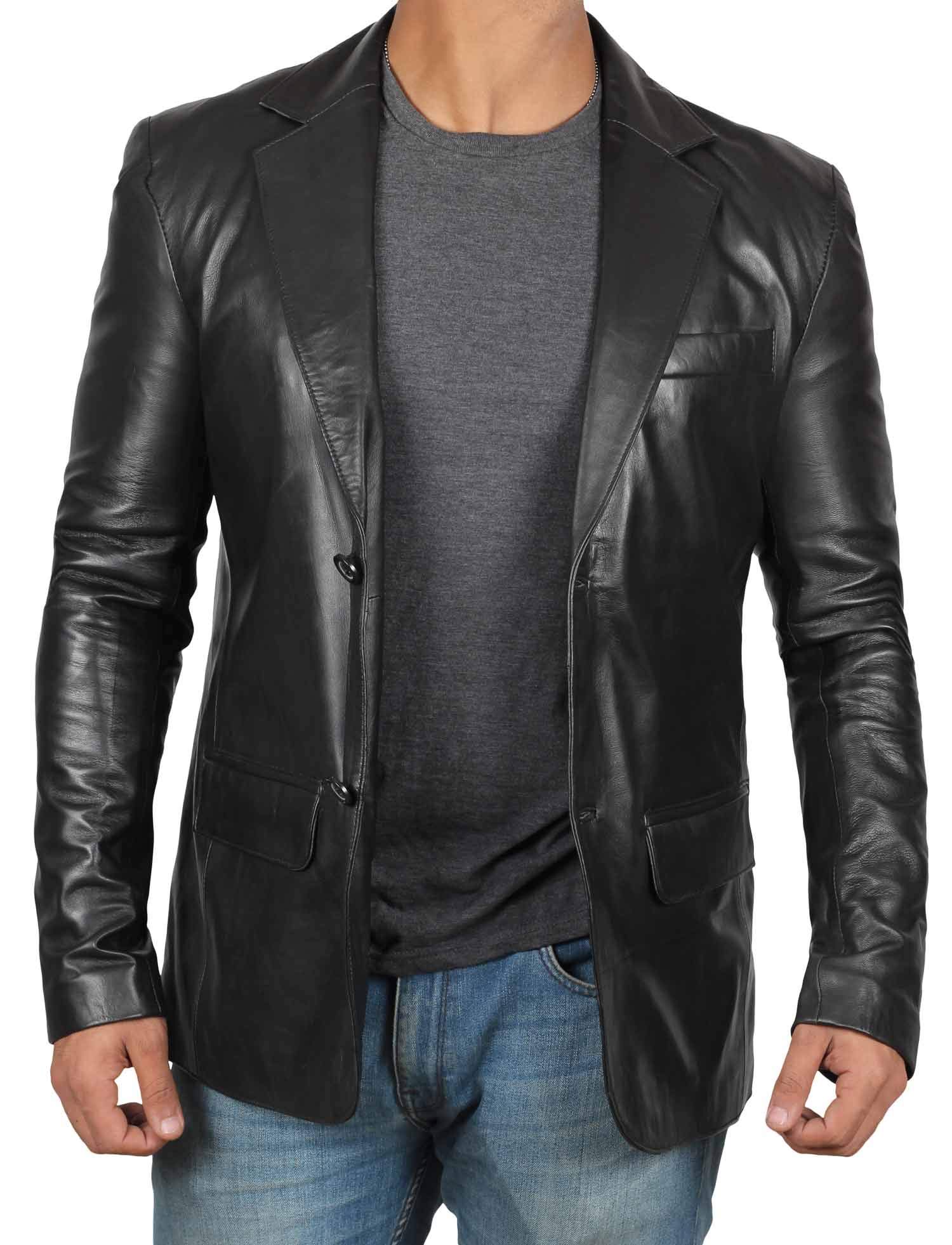 Motorcycle Mens Leather Jacket - Real Lambskin Biker Leather Jacket for Men