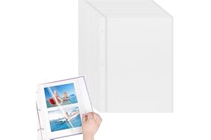 NUFIWRA 15 Sheets Photo Album Self Adhesive Pages for 3 Ring Binder - Photo Album Refill Pages, Photo Albums Pages Fit 2x3 4x6 5x7 8x10 Photo or Recipe Cards