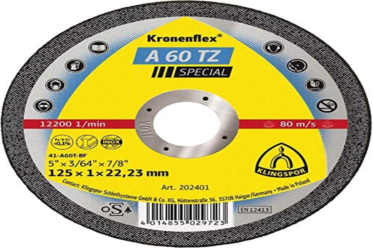 Kronenflex 202401 "A 60 TZ Special" Cutting-Off Wheel, Grey, 125 x 10 mm