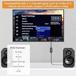 Neoteck 5.9ft/1.8m Optical to RCA Cable 192kHz DAC