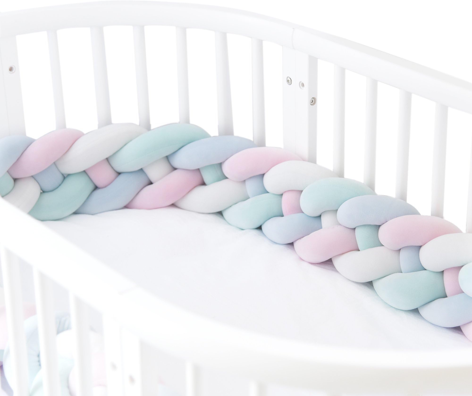 Marshmallow Crib Bedding Bumpers 4-ply Knotted Braided Snake Pillow for Baby 79" (B&G, 200cm=79")