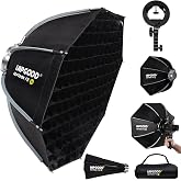 FS90 35in/90cm Handheld Octagon Softbox with Grid, S-Type Bracket, Bag | Quick Release Bowens Mount Soft Box, Honeycomb grid for light control, for Godox, SMALLRIG, Neewer &amp; Aputure