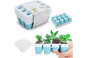 Hanaoyo 5 PCS Reusable Seed Starter Tray, 60 Cells Seed Starter Kit with Flexible Pop-Out Cells, Seedling Starter Trays for Seed Starter, Indoor Greenhouse Seeding Planting Growing