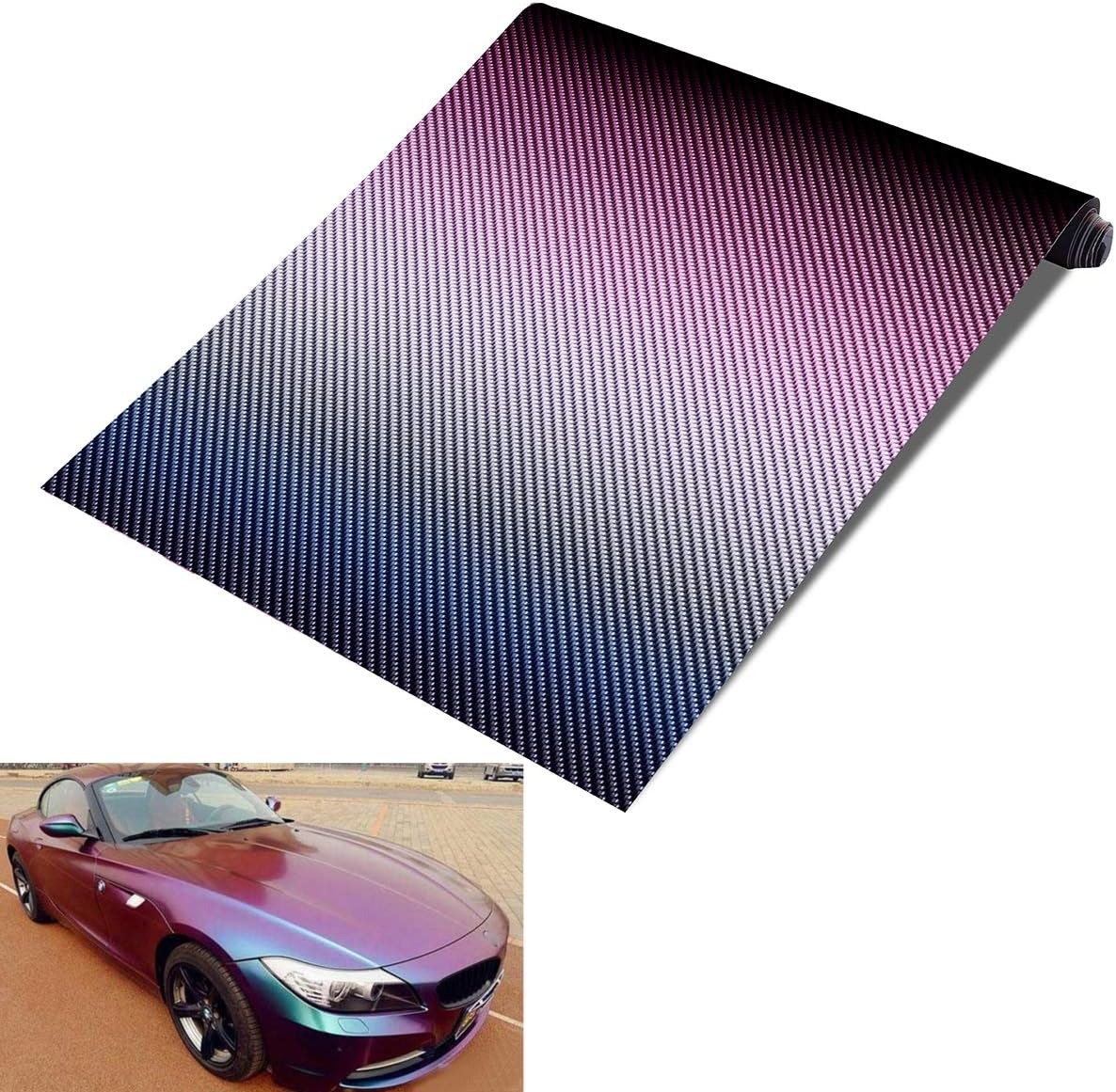 MOMOALA 30cmx152cm Chameleon Carbon Fiber Vinyl Motorcycle Car Decoration Wrap Film