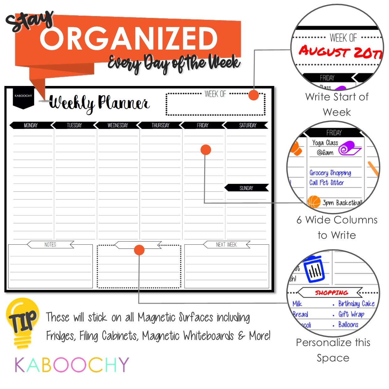 Dry Erase Weekly Calendar Planner for Fridge 17x13 with to Do