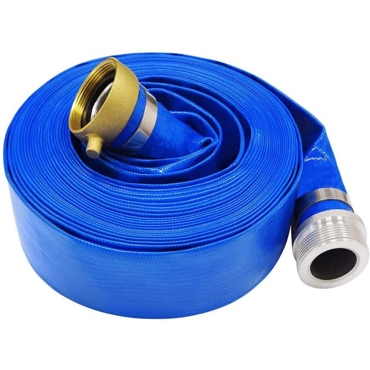 Photo 1 of 2" x 100ft Blue PVC Backwash Hose for Swimming Pools, Heavy Duty Discharge Hose Reinforced Pool Drain Hose with Aluminum Pin Lug Fittings