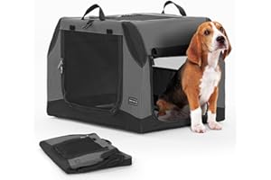 PETSFIT Medium Sized Dog Crate, Ideal for Traveling, Three Doors, Soft Sided Dog Kennel, Fune-Tune The Tightness of Fabric Co