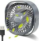 TANNESS Desk Fan USB 360° Rotation Small Quiet 3 Speed Grey view 1