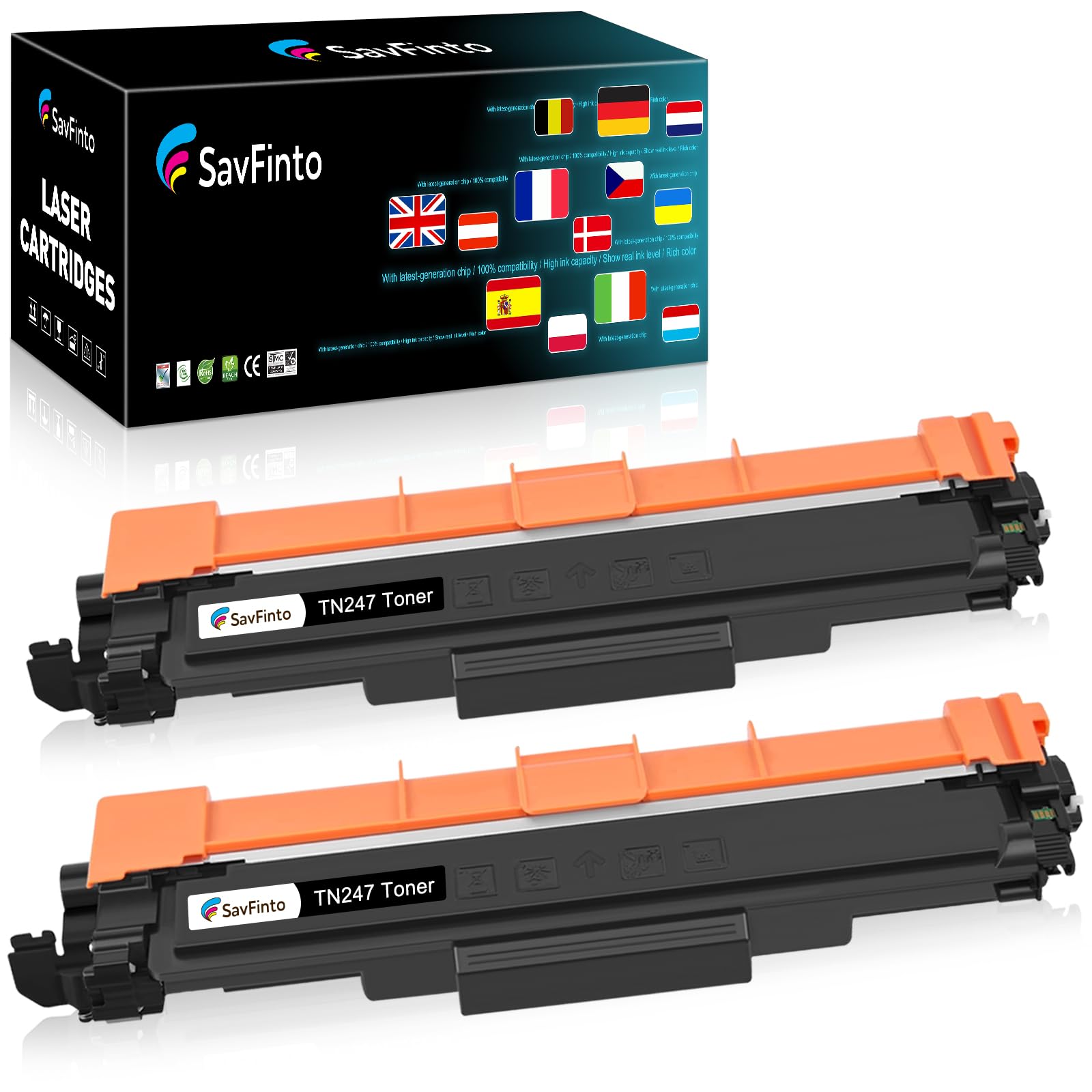 SavFinto TN247 Toner Cartridge Compatible Brother MFC-L3710CW Replacement for Brother TN-247 TN-243 for MFC-L3750CDW MFC-L3770CDW DCP-L3550CDW DCP-L3510CDW HL-L3230CDW HL-L3210CW MFC-L3710CW