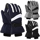 Tarpop 3 Pairs Mens Ski Gloves Winter Warm Women Gloves Adjustable Non Slip Snowboard Snow Waterproof Warm