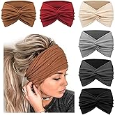 DRESHOW 6 Pack Extra Wide Headbands for Women Large Turban Headband Boho Head Wrap Elastic Hairbands Hair Twisted Knot Hair Accessories